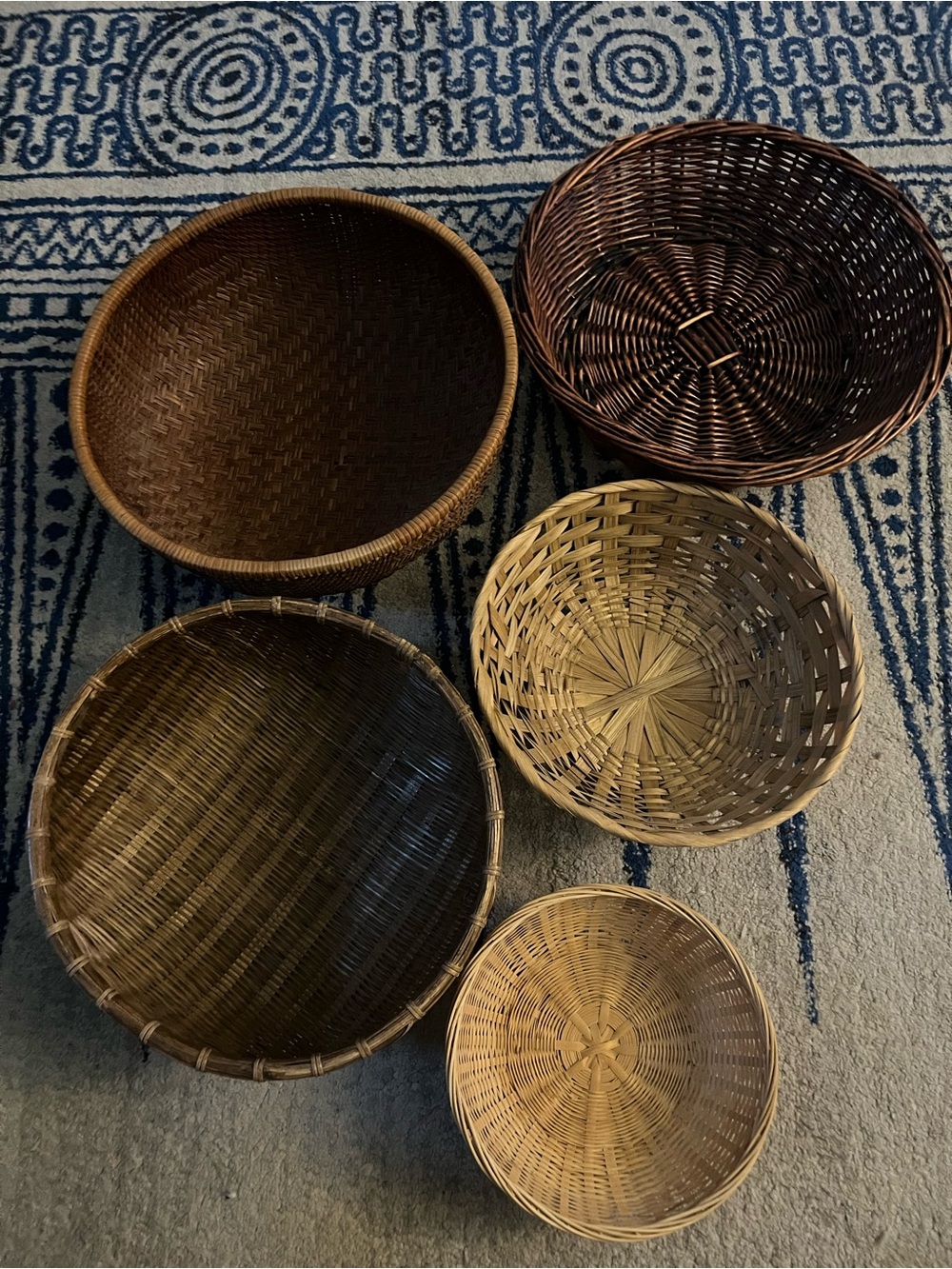 5pcs Set Natural Woven Decorative Basket Set - Brown